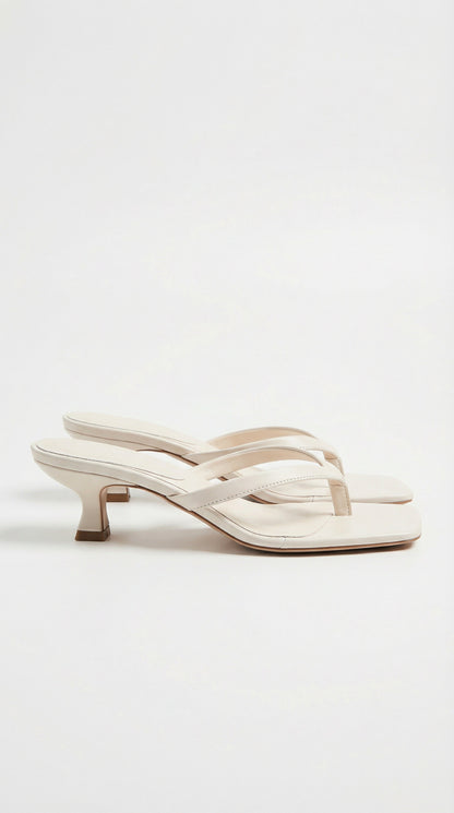 Square Toe Kitten Heel Thong Sandals