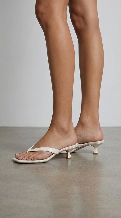 Square Toe Kitten Heel Thong Sandals