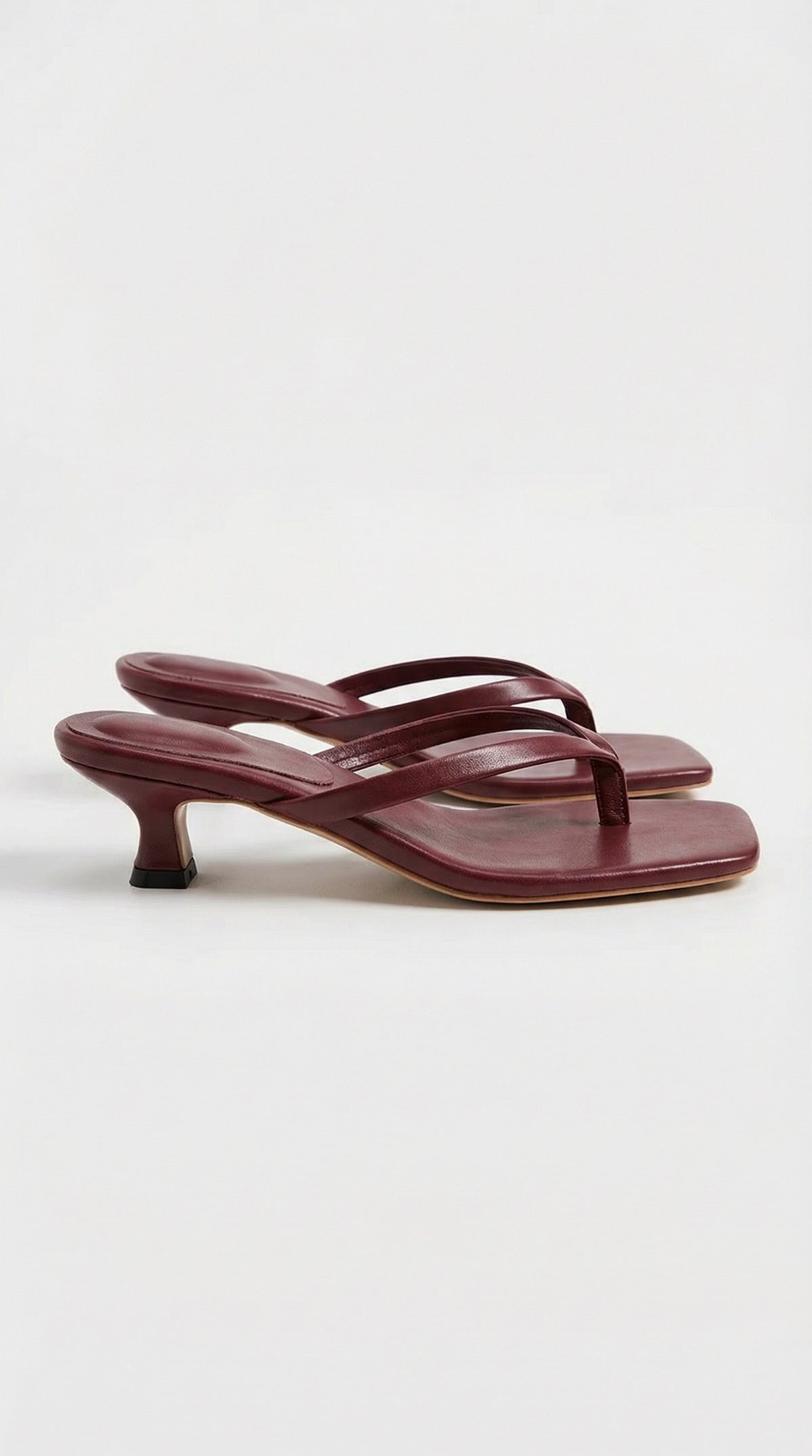 Square Toe Kitten Heel Thong Sandals