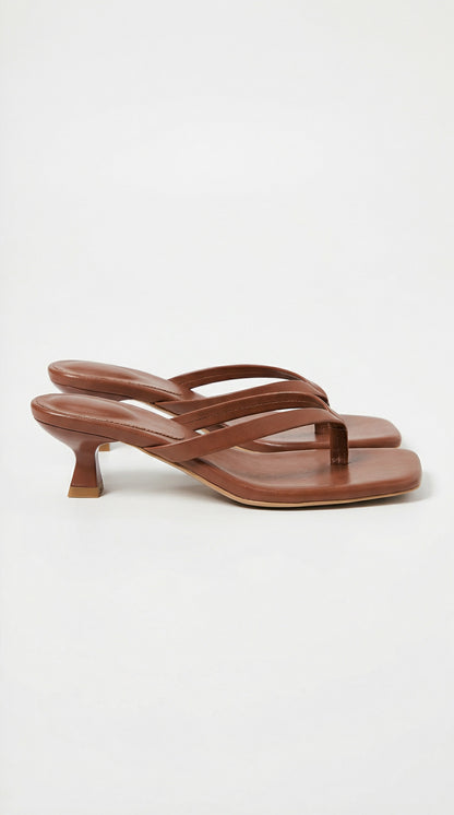 Square Toe Kitten Heel Thong Sandals