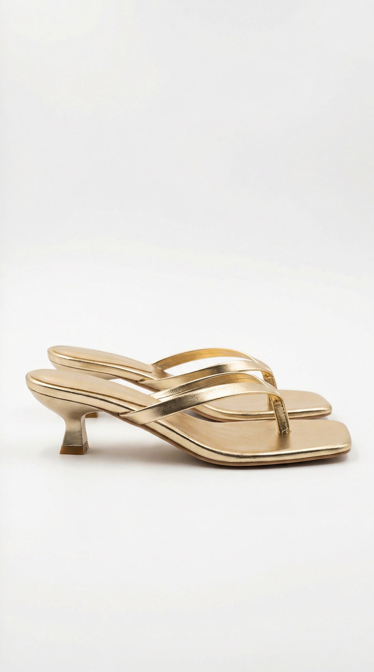 Square Toe Kitten Heel Thong Sandals