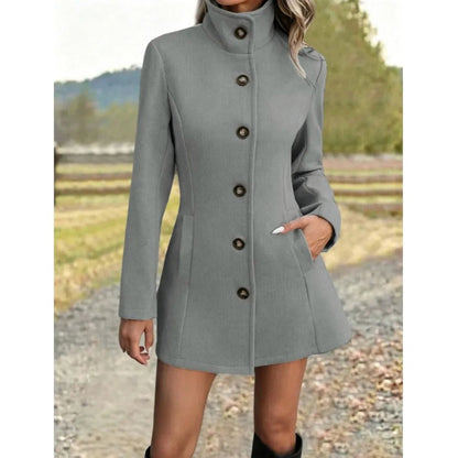 Stand Collar Button Front Coat