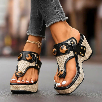 Studded Platform Wedge Sandals