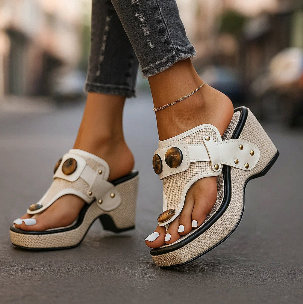 Studded Platform Wedge Sandals