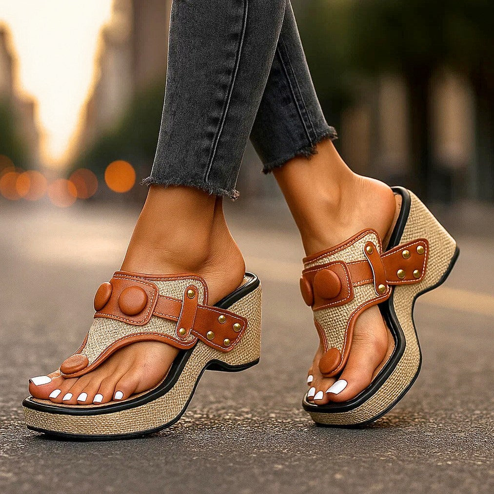 Studded Platform Wedge Sandals