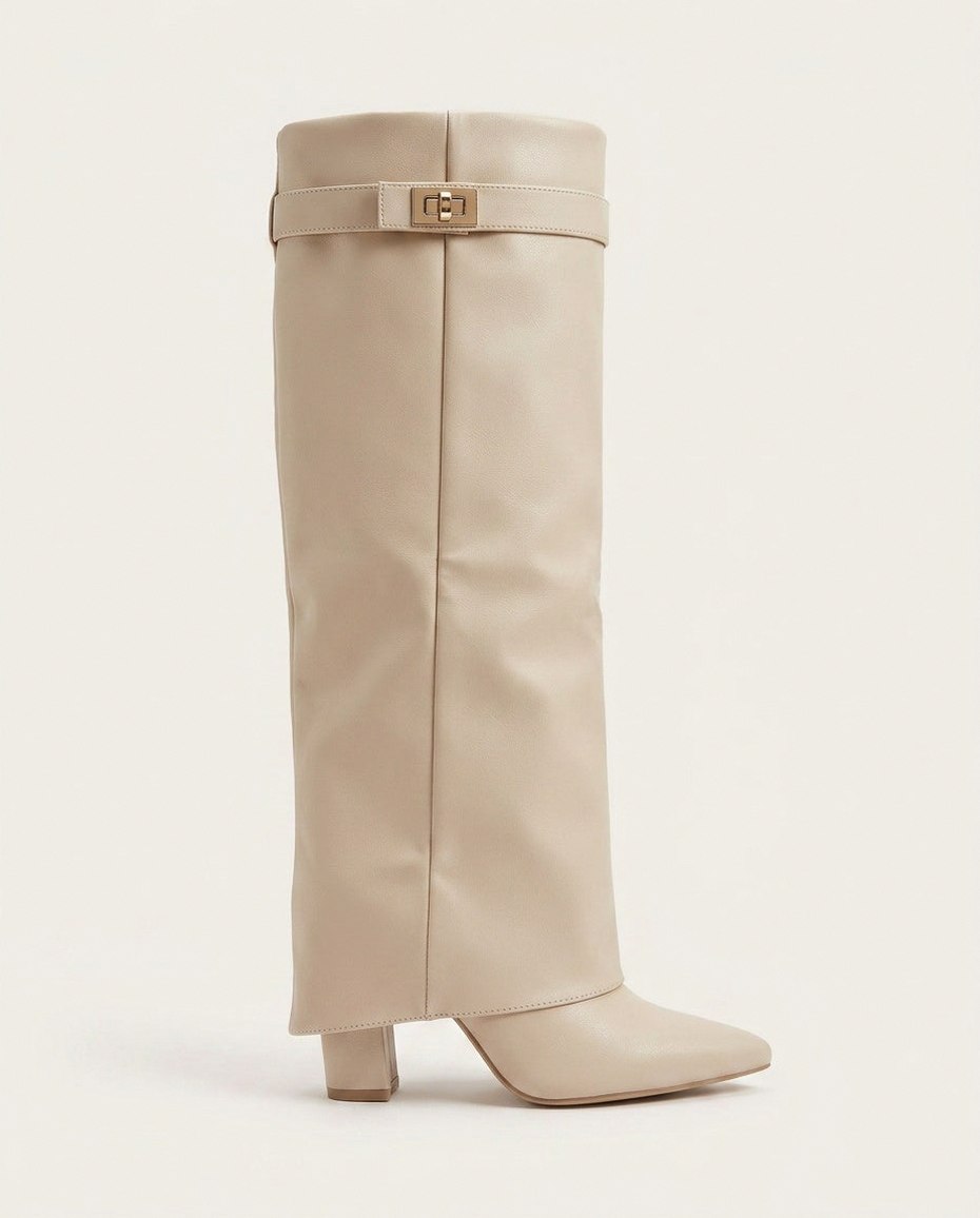 Suede Fold Over Knee High Boots