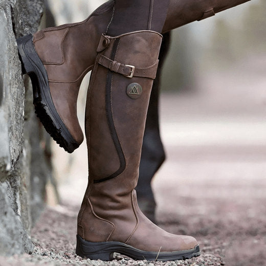 Suede Lug Sole Riding Boots