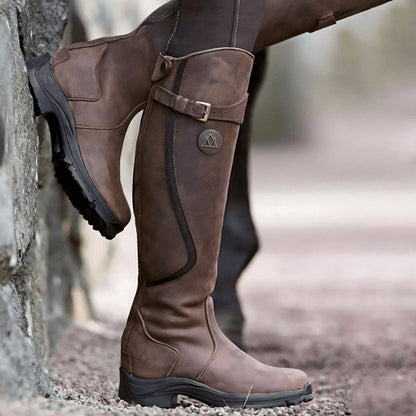 Suede Lug Sole Riding Boots