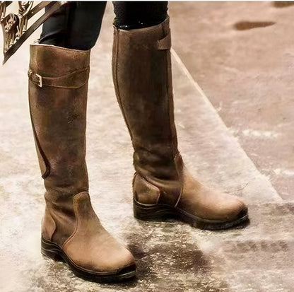 Suede Lug Sole Riding Boots