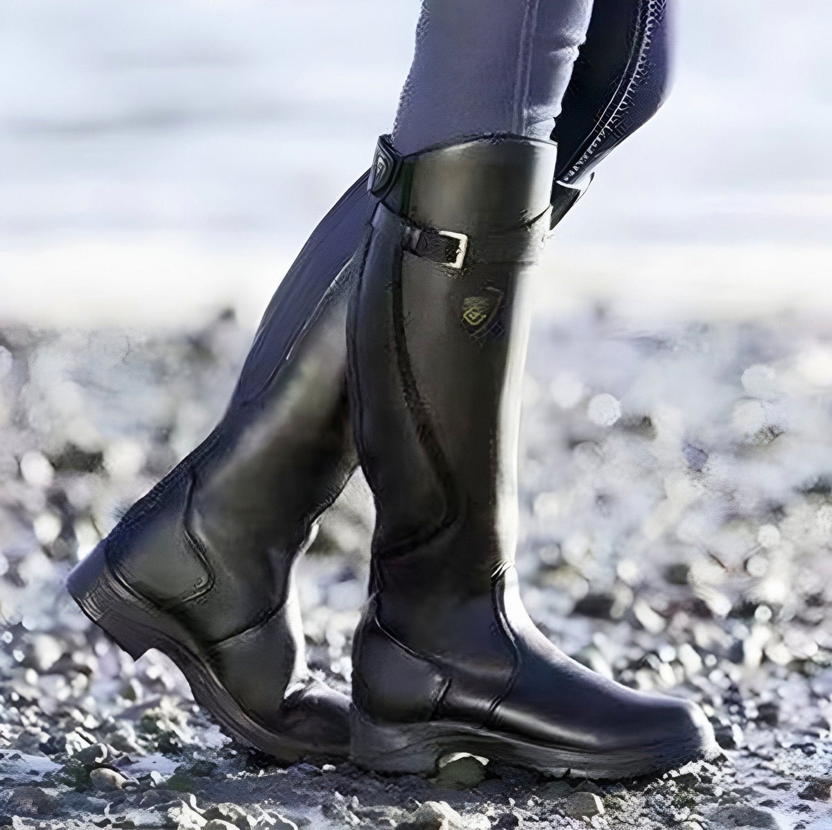 Suede Lug Sole Riding Boots