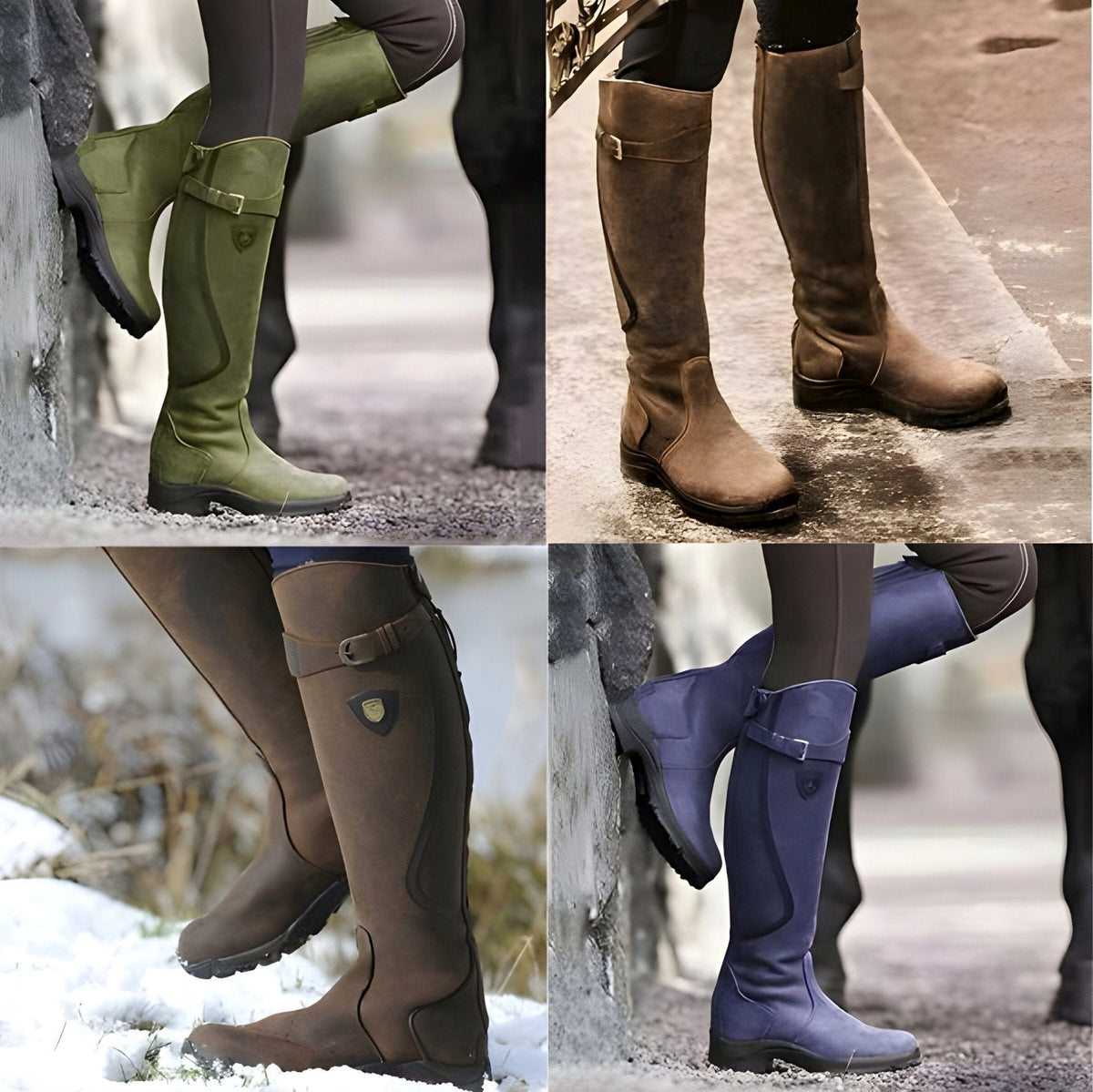 Suede Lug Sole Riding Boots