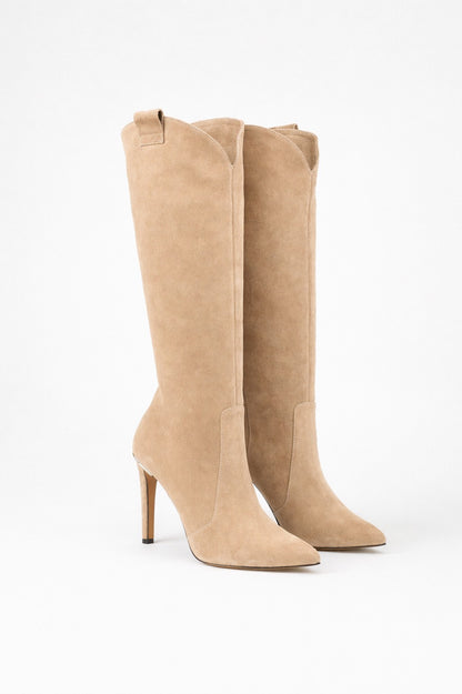 Suede Pointed Toe Knee High Boots