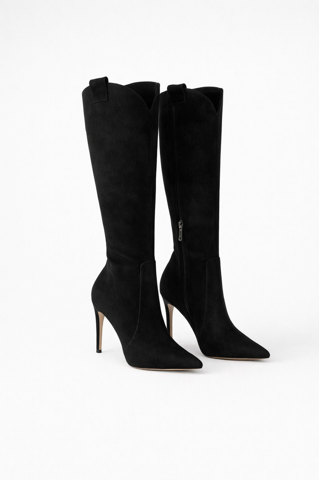 Suede Pointed Toe Knee High Boots