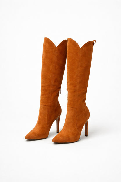 Suede Pointed Toe Knee High Boots