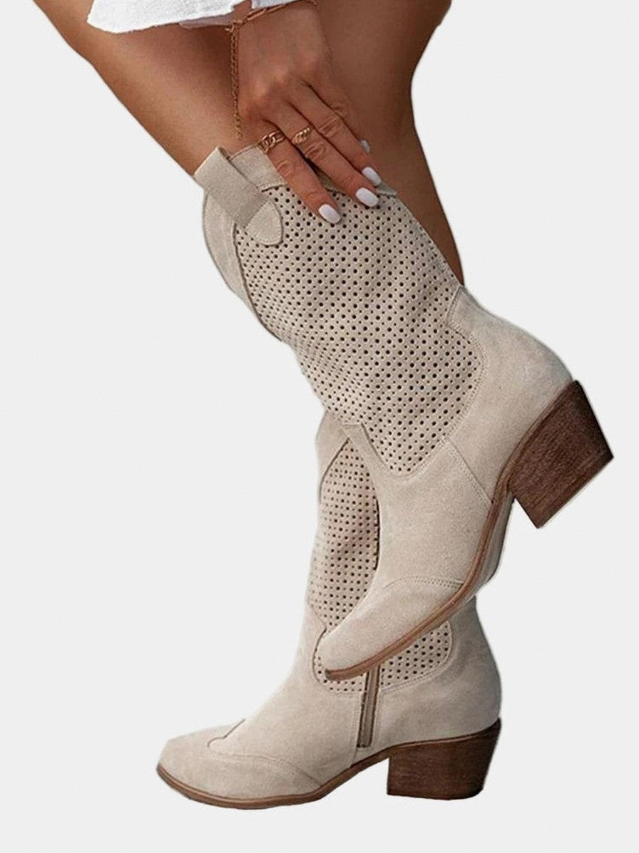 Suede Pointed Toe Western Boots