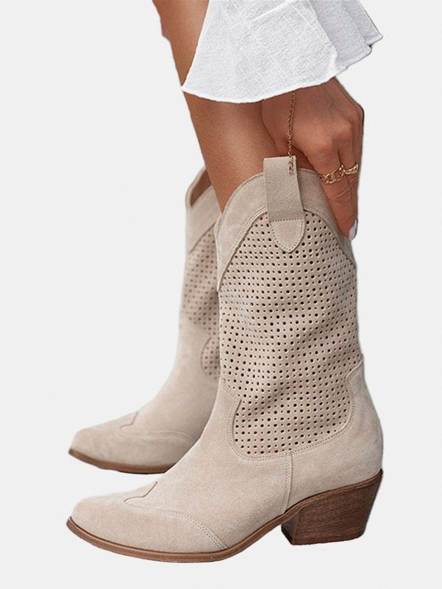 Suede Pointed Toe Western Boots