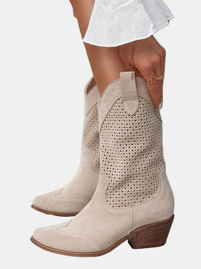 Suede Pointed Toe Western Boots