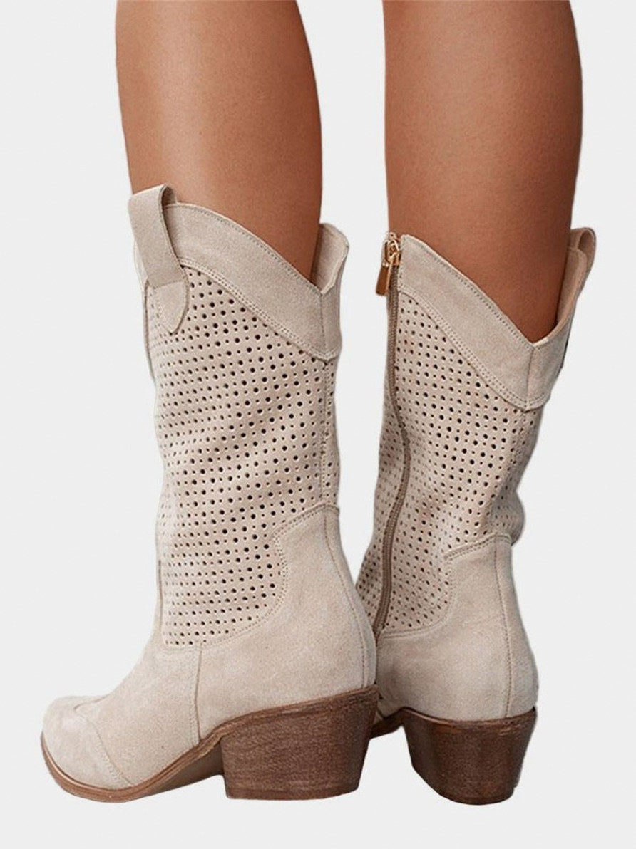 Suede Pointed Toe Western Boots