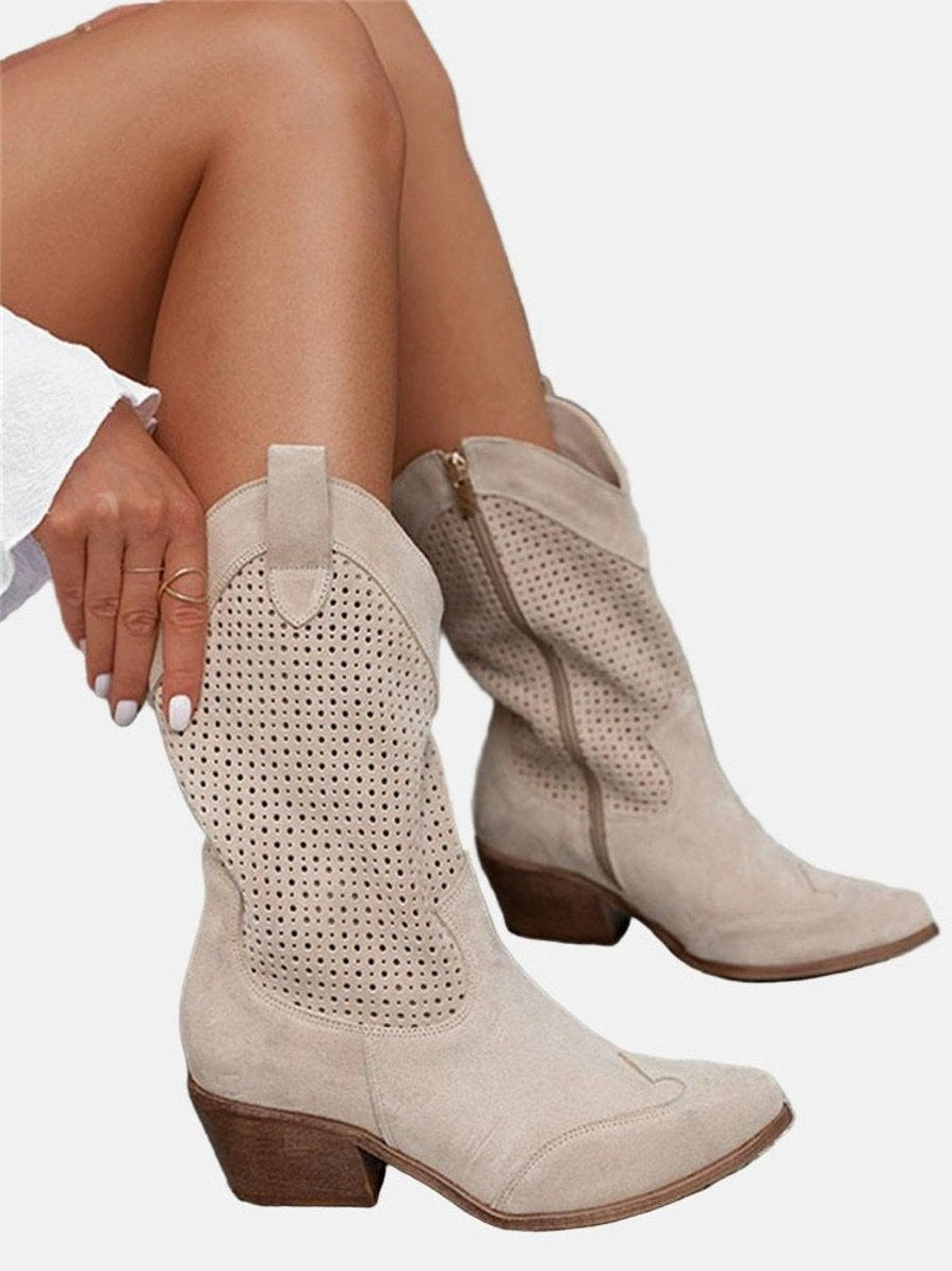 Suede Pointed Toe Western Boots