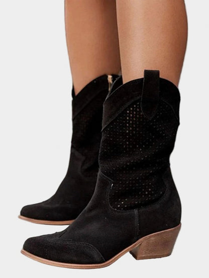 Suede Pointed Toe Western Boots