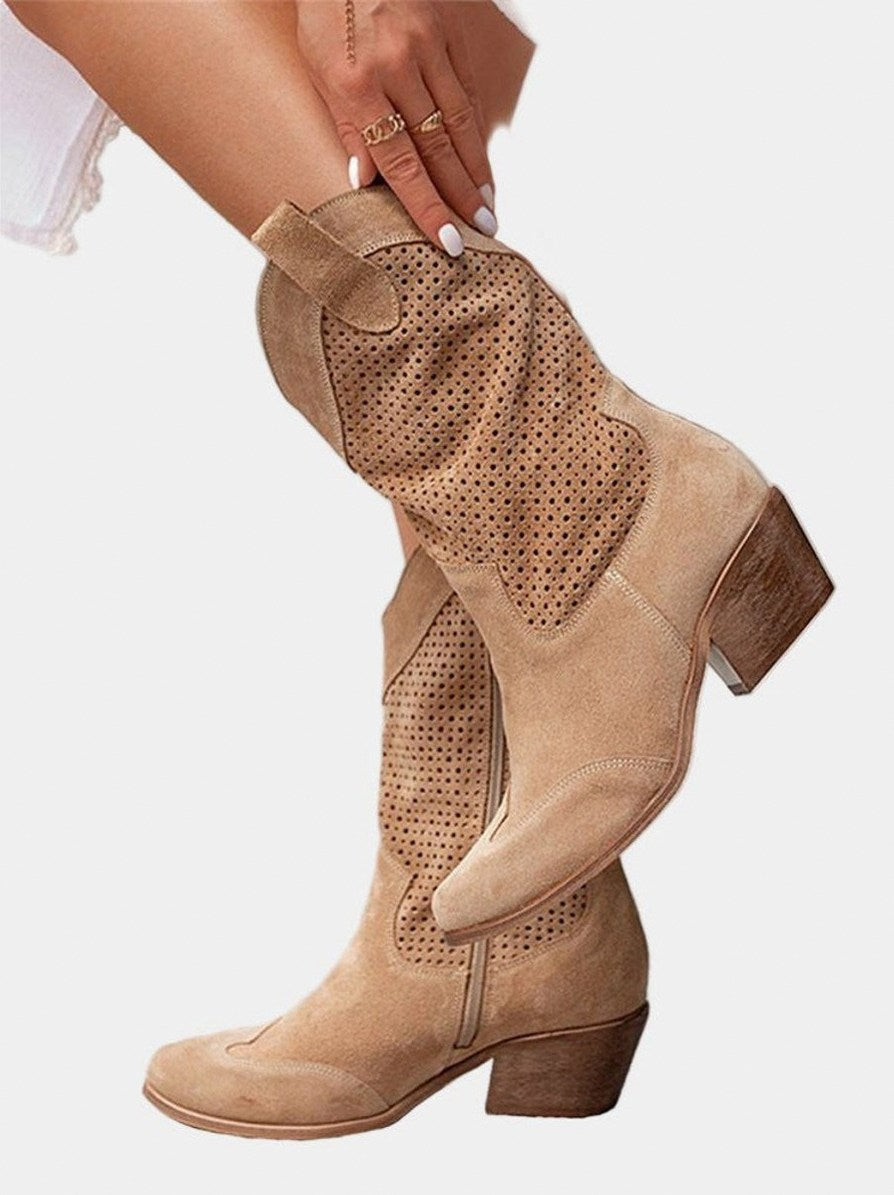 Suede Pointed Toe Western Boots
