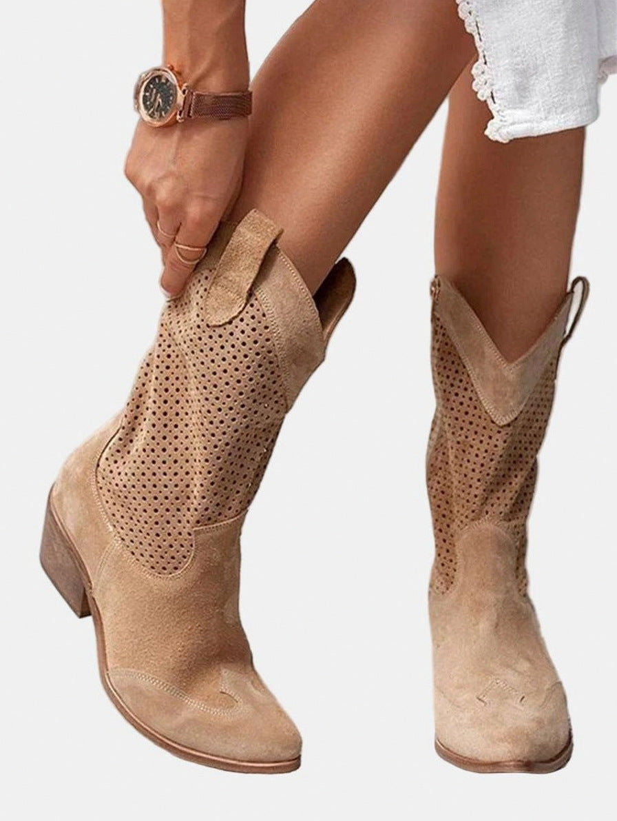 Suede Pointed Toe Western Boots