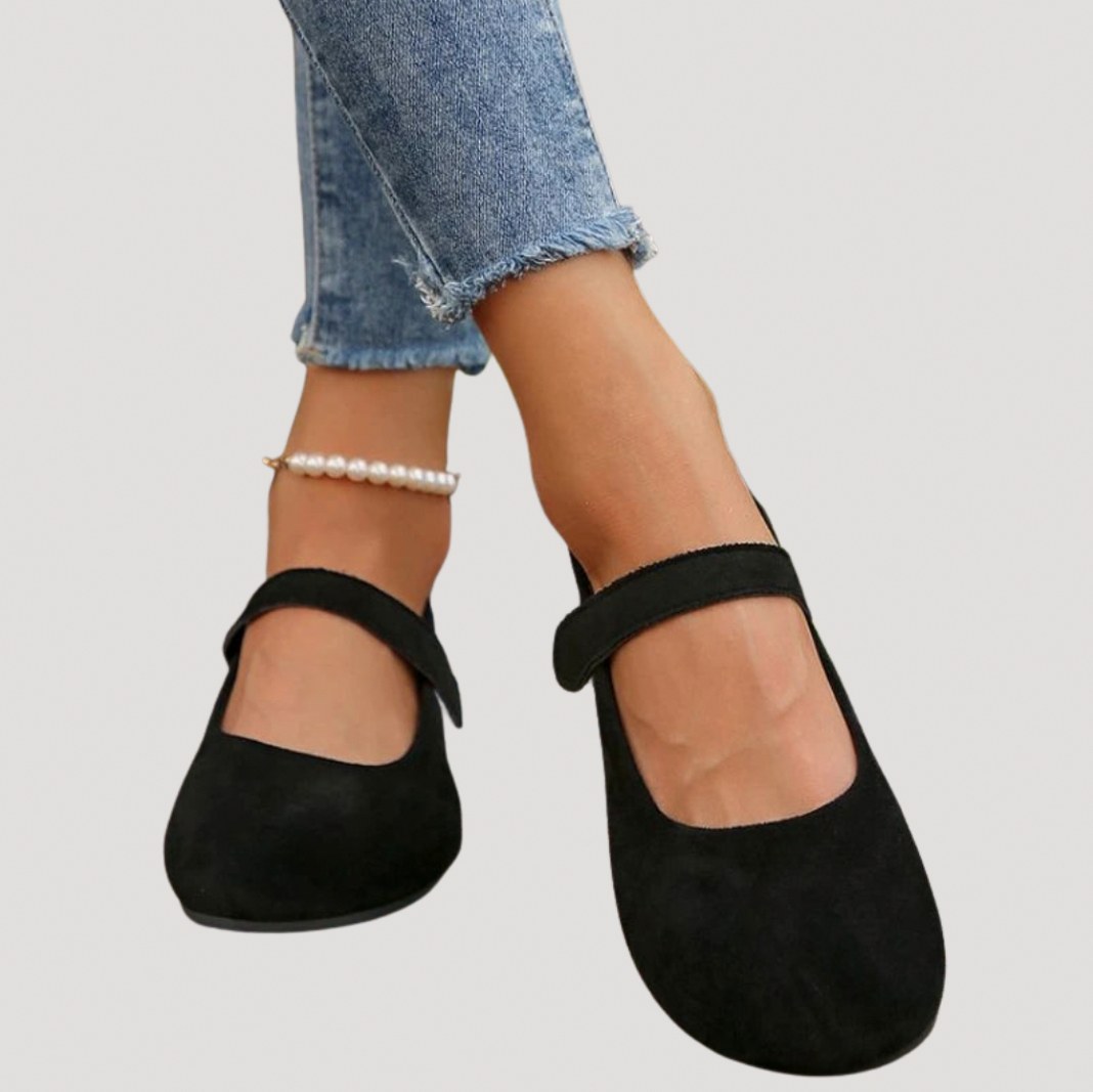 Suede Round Toe Mary Jane Flats
