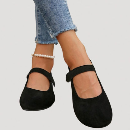 Suede Round Toe Mary Jane Flats