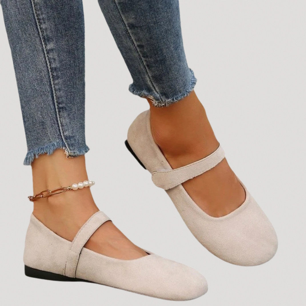 Suede Round Toe Mary Jane Flats