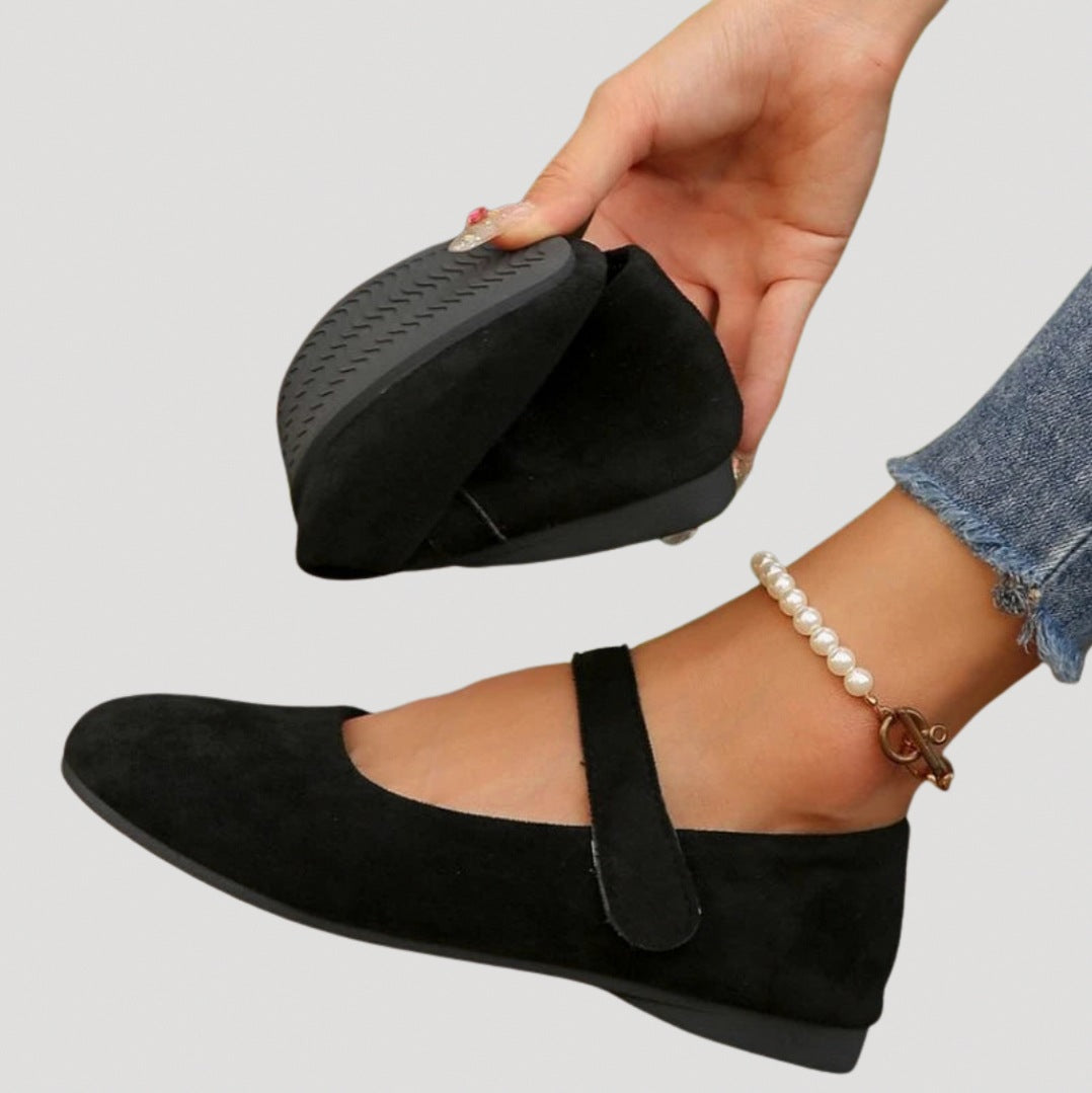 Suede Round Toe Mary Jane Flats