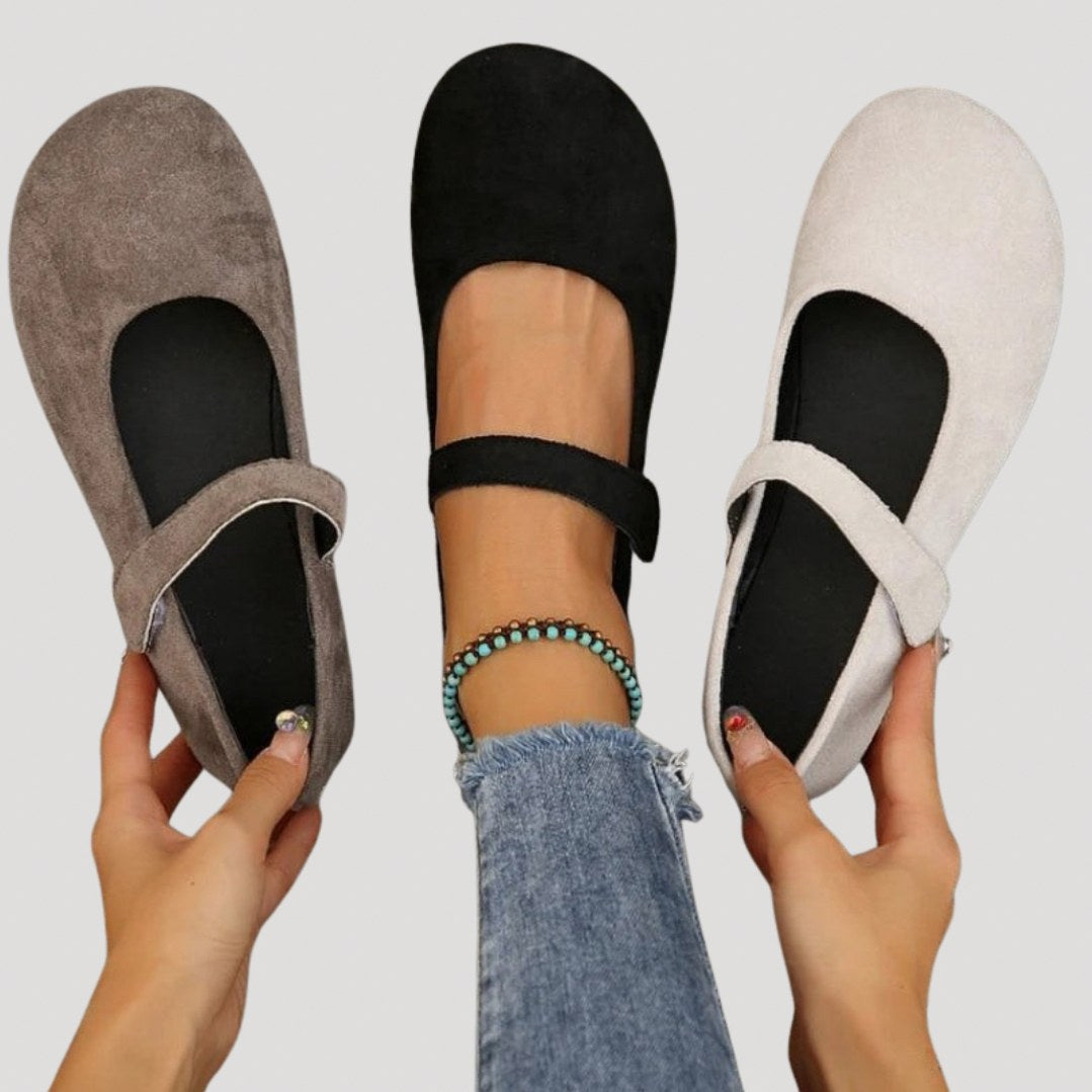 Suede Round Toe Mary Jane Flats