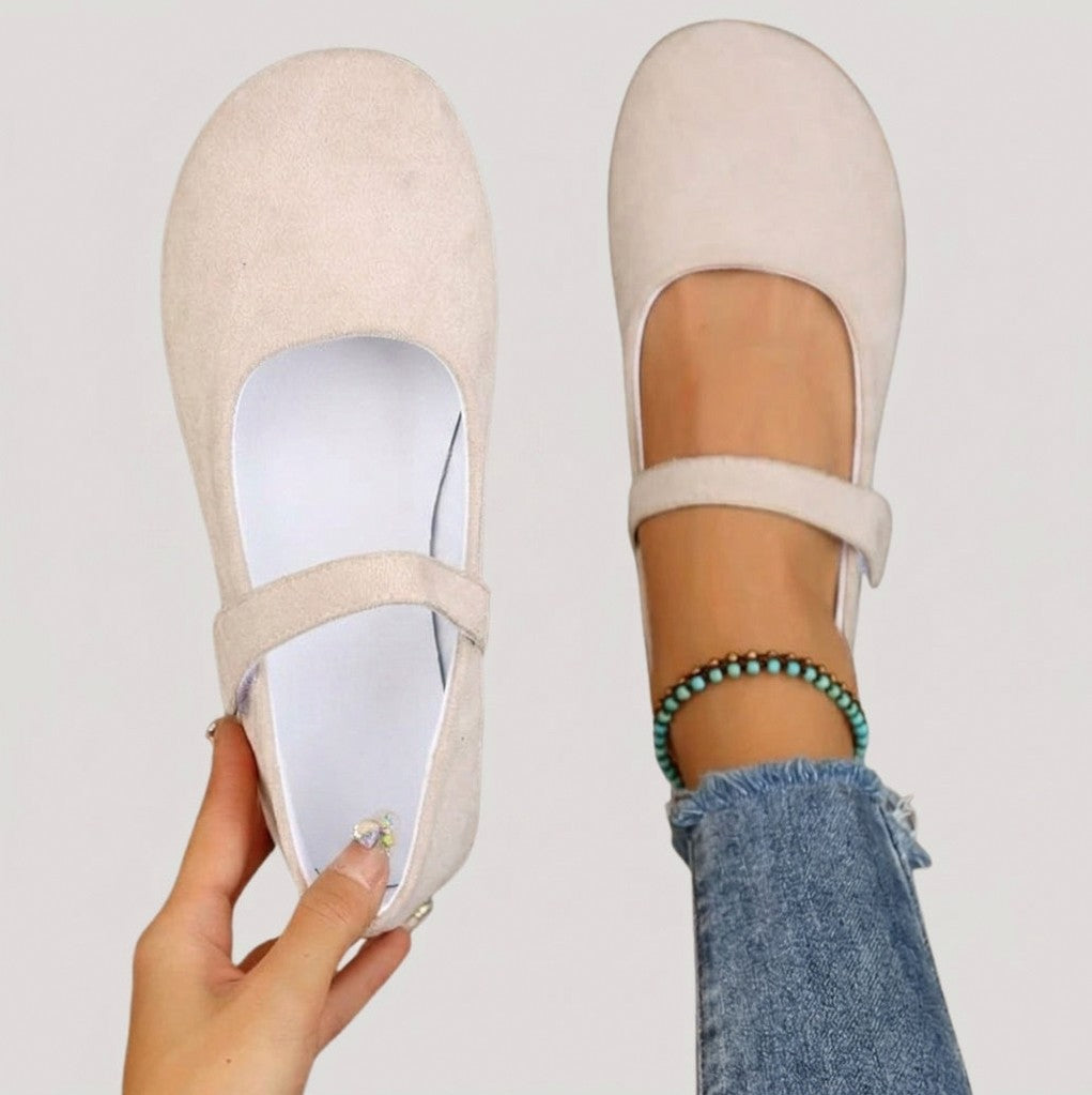 Suede Round Toe Mary Jane Flats