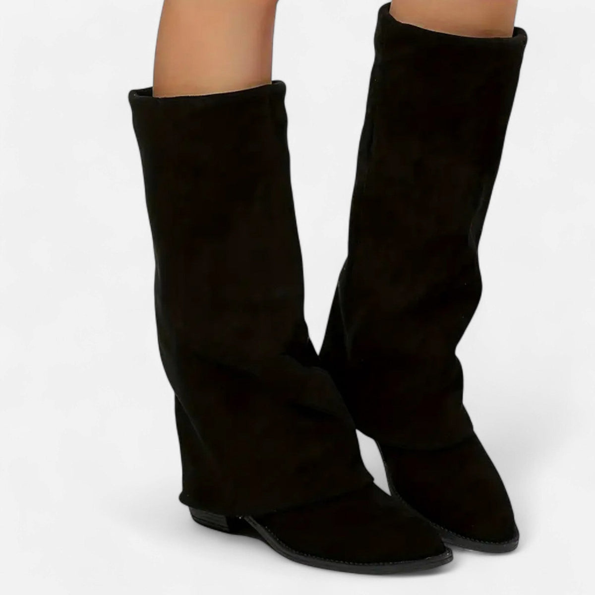 Suede Slouch Pointed Toe Boots