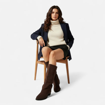 Suede Slouch Pointed Toe Boots