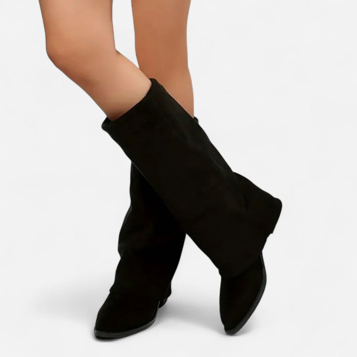 Suede Slouch Pointed Toe Boots