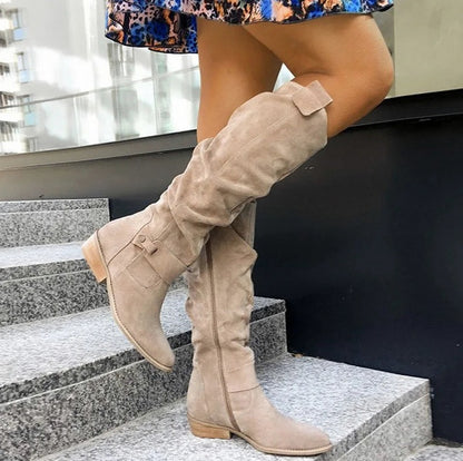 Suede Slouchy Knee High Boots
