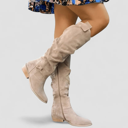 Suede Slouchy Knee High Boots