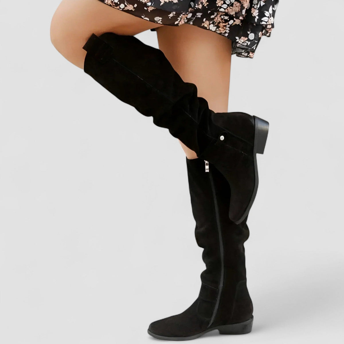 Suede Slouchy Knee High Boots