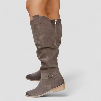 Suede Slouchy Knee High Boots