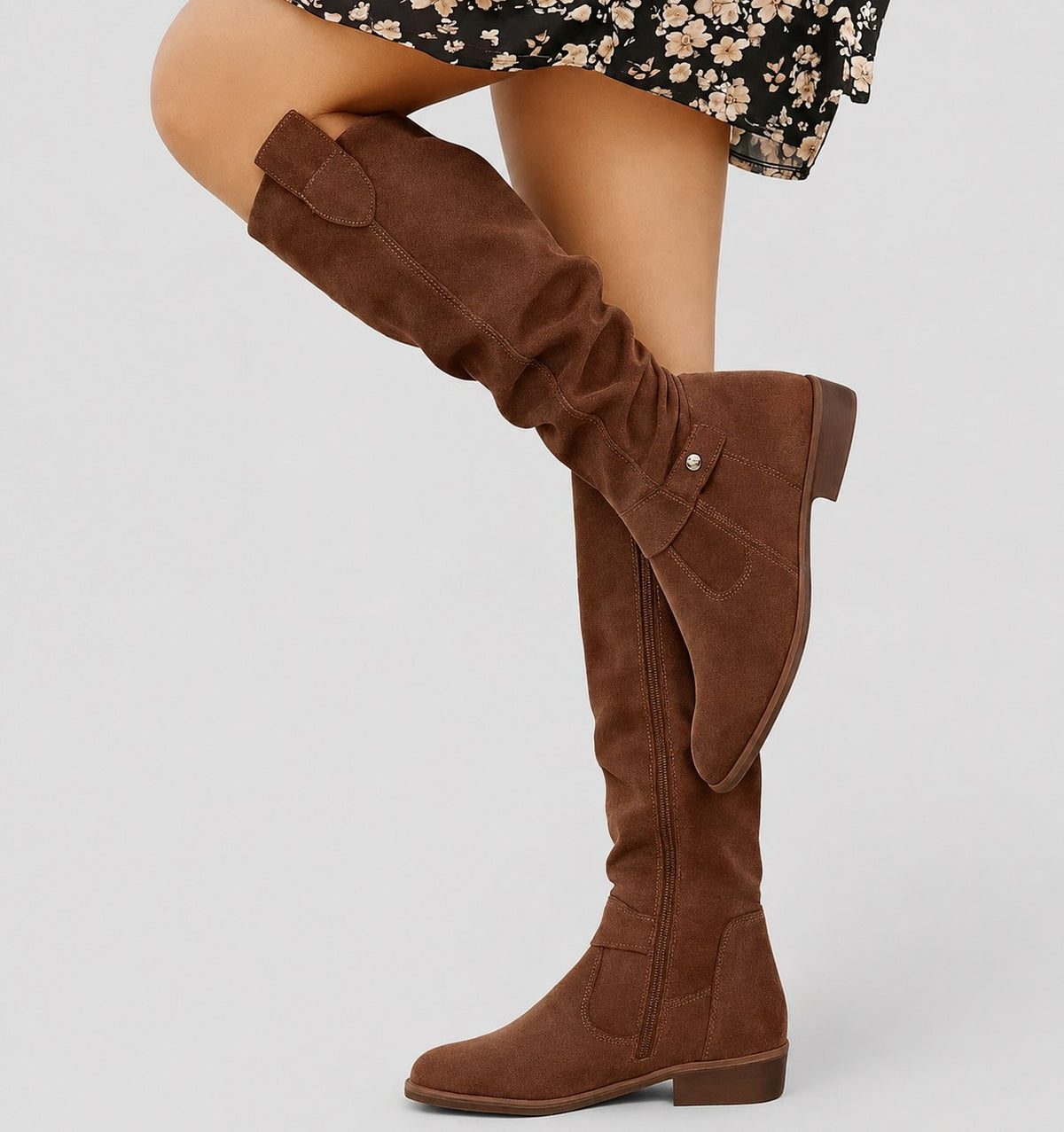 Suede Slouchy Knee High Boots