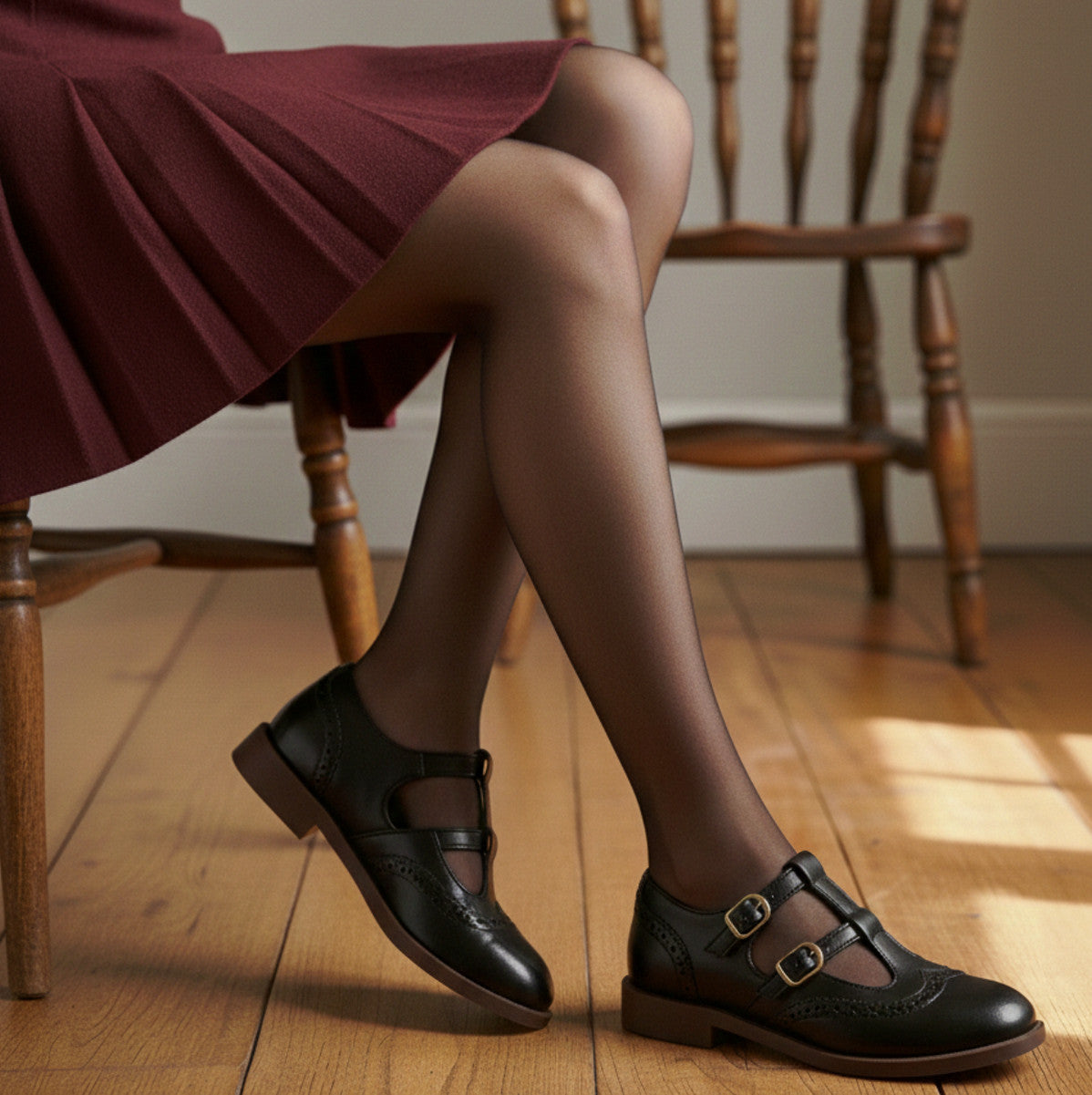 T Strap Buckle Flat Mary Janes
