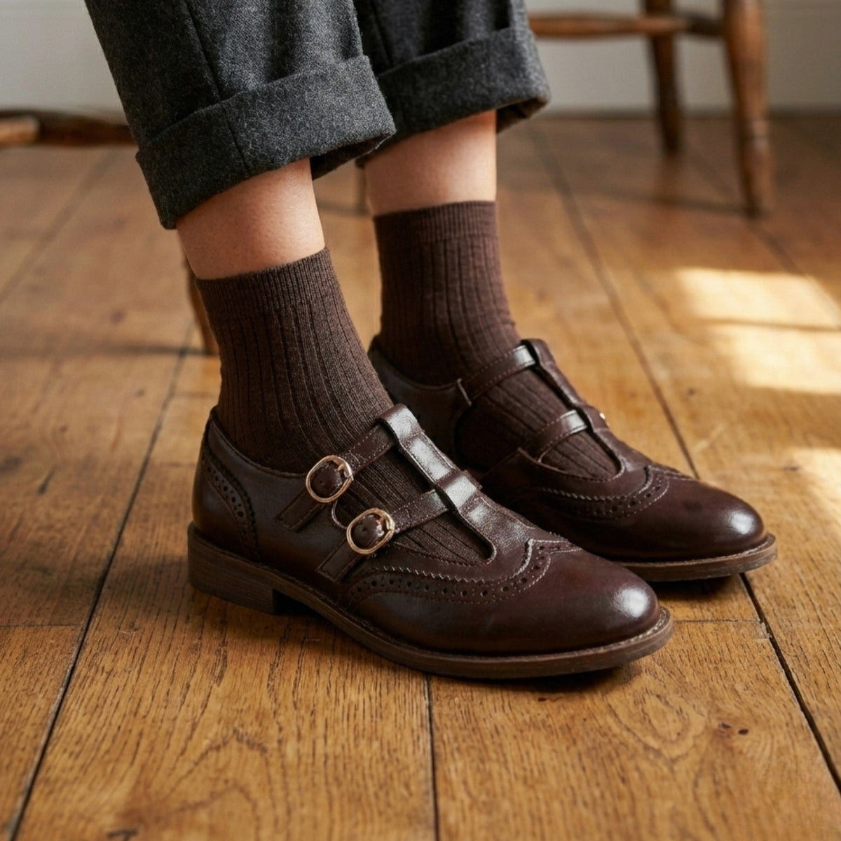 T Strap Buckle Flat Mary Janes