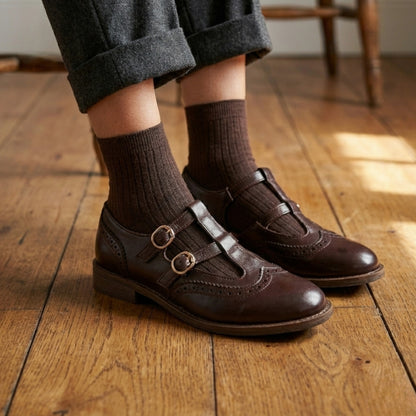 T Strap Buckle Flat Mary Janes