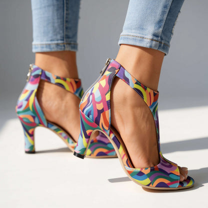 T Strap Open Toe Kitten Heels