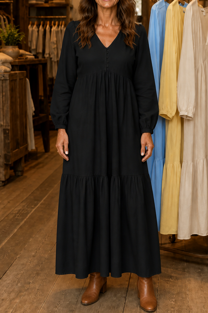 Tiered Long Sleeve Maxi Dress