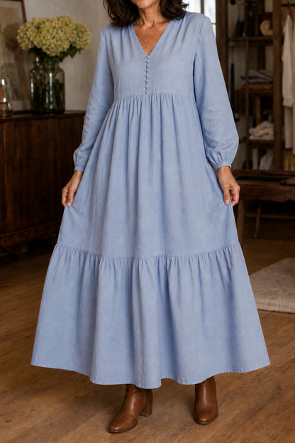 Tiered Long Sleeve Maxi Dress