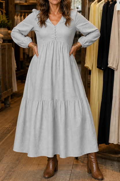 Tiered Long Sleeve Maxi Dress