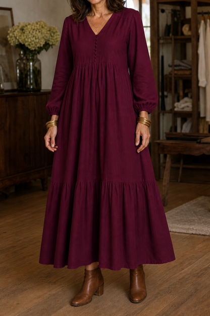 Tiered Long Sleeve Maxi Dress