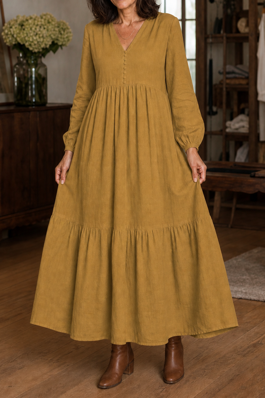 Tiered Long Sleeve Maxi Dress