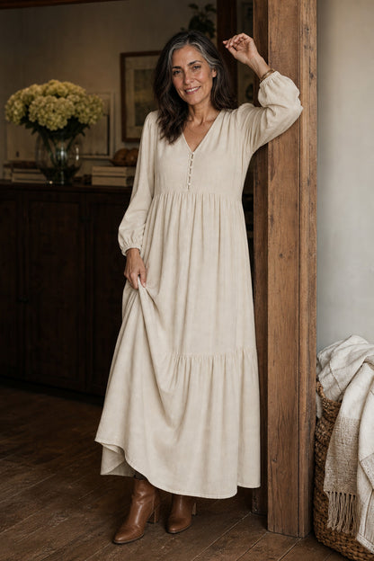 Tiered Long Sleeve Maxi Dress